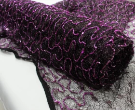 Purple Hand Made Embroidery - Base Net Fabric