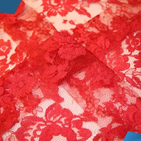 Red Floral French Lace - Fabric