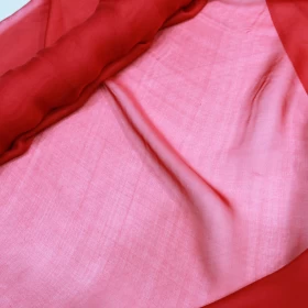 Red Chiffon Pure silk  Fabric - 002