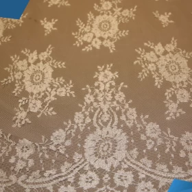 White Floral French Lace - Fabric