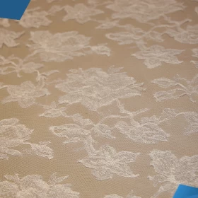 White Floral French Lace - Fabric