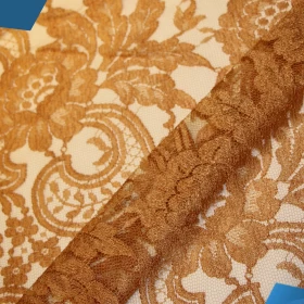 Cider Orange French Lace - Fabric