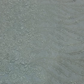 White  Hard Lace FLORAL  Fabric - 017