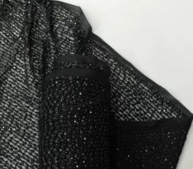 Black 100% Hand Made Embroidery Fabric