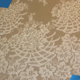 White Floral French Lace - Fabric