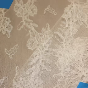 White Floral  French Lace - Fabric