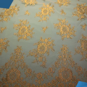 Golden design French Lace Fabric - 012