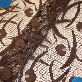 Dark Brown French Lace - Fabric