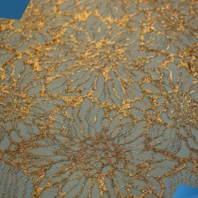 Golden design French Lace Fabric - 019