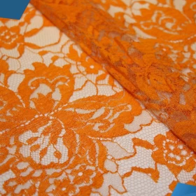 Reddish Orange French Lace - Fabric