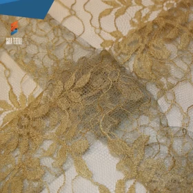 Gold Floral French Lace - Fabric