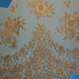 Golden design French Lace Fabric - 015