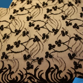 Black French Lace Fabric - 058