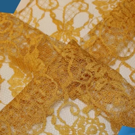 Floral Orange French Lace - Fabric