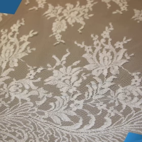 White Floral French Lace - Fabric