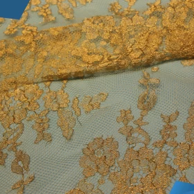 Golden design French Lace Fabric - 018