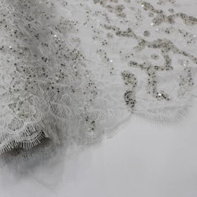 White Lace 100% Hand Made Embroidery - Net Fabric