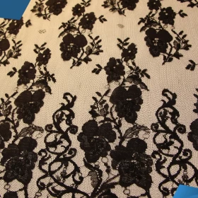 Black French Lace Fabric - 024