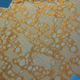 Golden design French Lace Fabric - 011