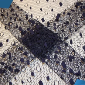 Midnight Blue Spot net French Lace - Fabric