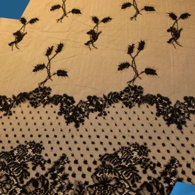 Black French Lace Fabric - 047