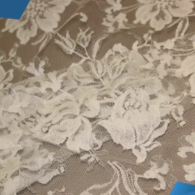 White Floral  French Lace - Fabric