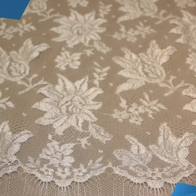 White Floral French Lace - Fabric