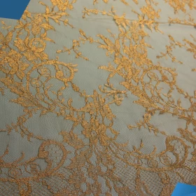 Golden design French Lace Fabric - 023