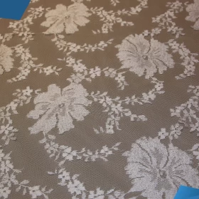 White Floral  French Lace - Fabric