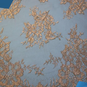 Golden design French Lace Fabric - 004