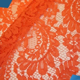 Orange peachy French Lace - Fabric