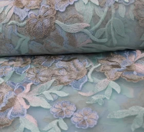 Tulle Embroidery Net Fabric - Mint Color