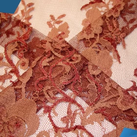 Maroon Floral French Lace - Fabric