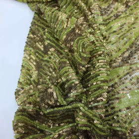 Green Hand Made Embroidery - Net Fabric