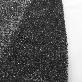 Black Beaded  Hand Made Embroidery - Tulle fabric