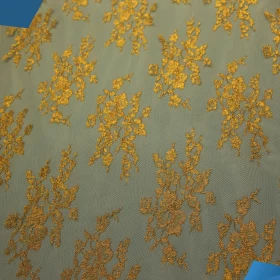 Golden design French Lace Fabric - 024