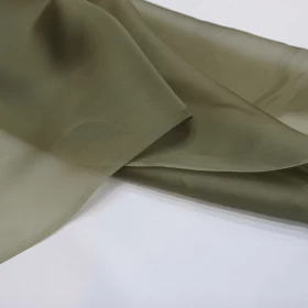 Olive Green Organza Fabric- 076