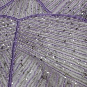 Purple Hand Made Embroidery - Tulle fabric