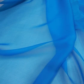 Blue Chiffon Pure silk Fabric - 003