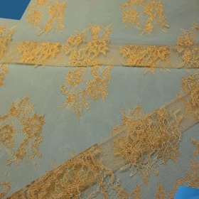 Golden design French Lace Fabric - 010