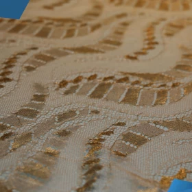 Golden design French Lace Fabric - 026