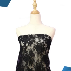 Black French Lace Fabric - 039