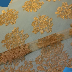 Golden design French Lace Fabric - 009