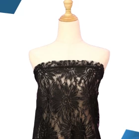 Black French Lace Fabric - 054