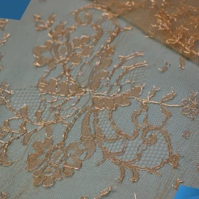 Golden design French Lace Fabric - 022