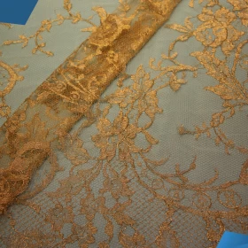 Golden design French Lace Fabric - 006