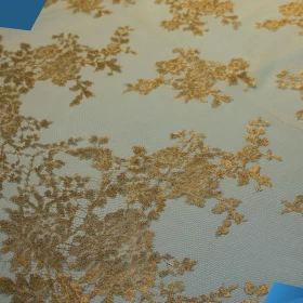 Golden design French Lace Fabric - 017