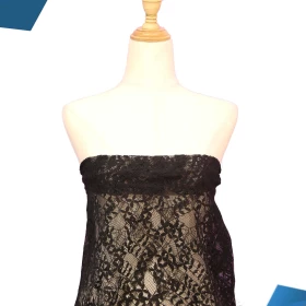 Black French Lace Fabric - 074