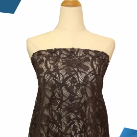 Dark Brown French Lace - Fabric