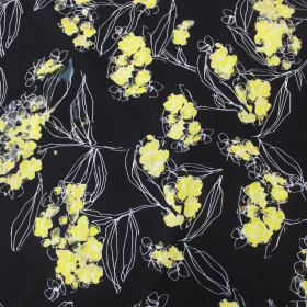 Mari Flower Pattern Printed Stretch Fabric - 006